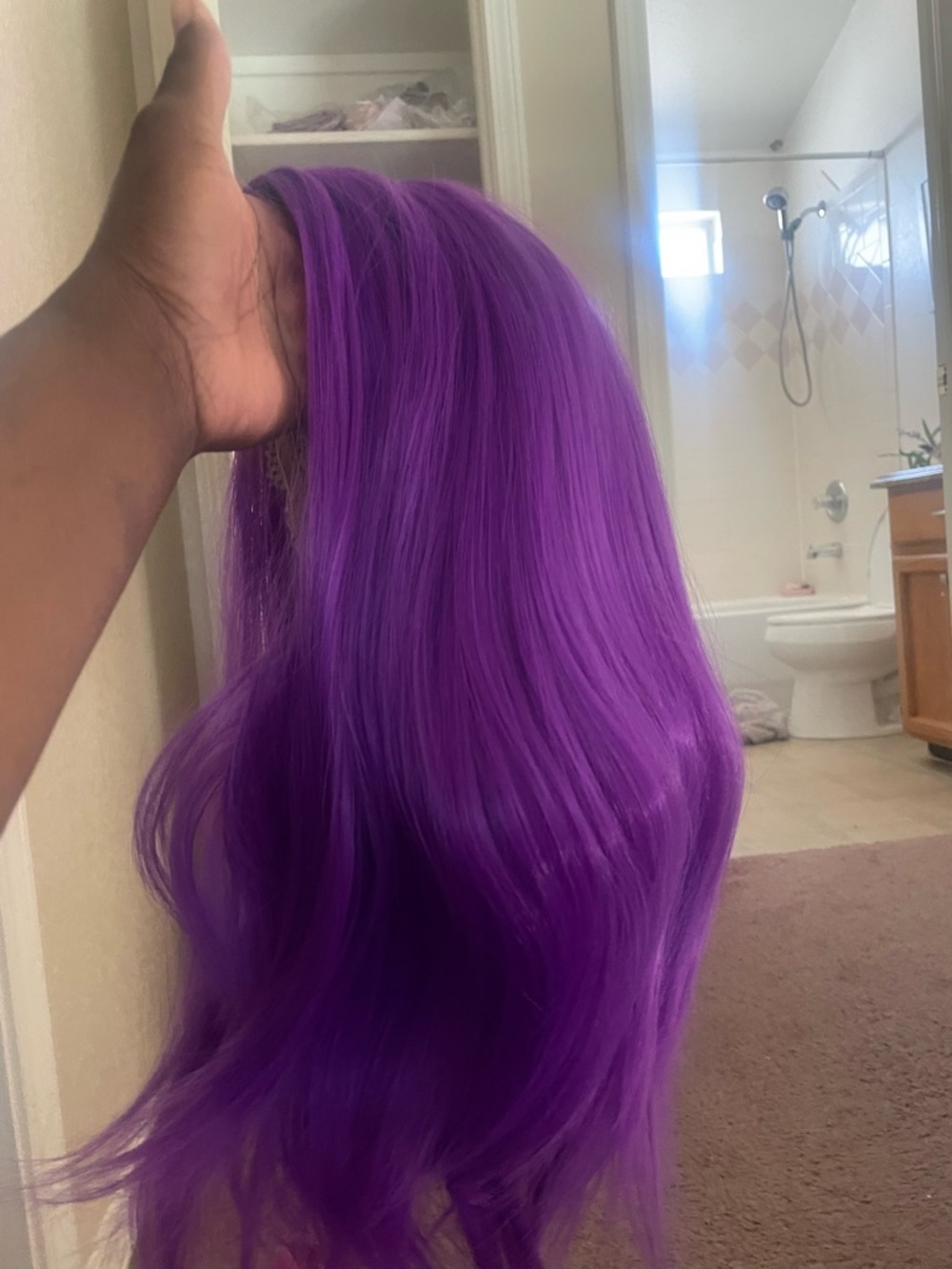 Vibrant Purple Synthetic Women's Wig - Eye-Catching Color